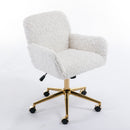 A&A Furniture Rabbit Hair Office Chair With Golden Base, Adjustable