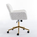 A&A Furniture Rabbit Hair Office Chair With Golden Base, Adjustable