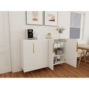 Modern White Sideboard Cabinet With Gold Handles For Kitchen, Dining Room Furniture Organizer