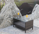 Outdoor Patio Furniture Coffee Table With Clear Tempered Glass