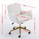 A&A Furniture Rabbit Hair Office Chair With Golden Base, Adjustable