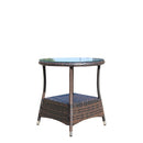 Outdoor Patio Furniture 1 Round Coffee Table With Clear Tempered Glass