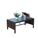 Outdoor Patio Furniture 1 Coffee Table With Clear Tempered Glass