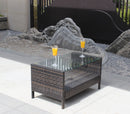 Outdoor Patio Furniture Coffee Table With Clear Tempered Glass