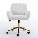 A&A Furniture Rabbit Hair Office Chair With Golden Base, Adjustable